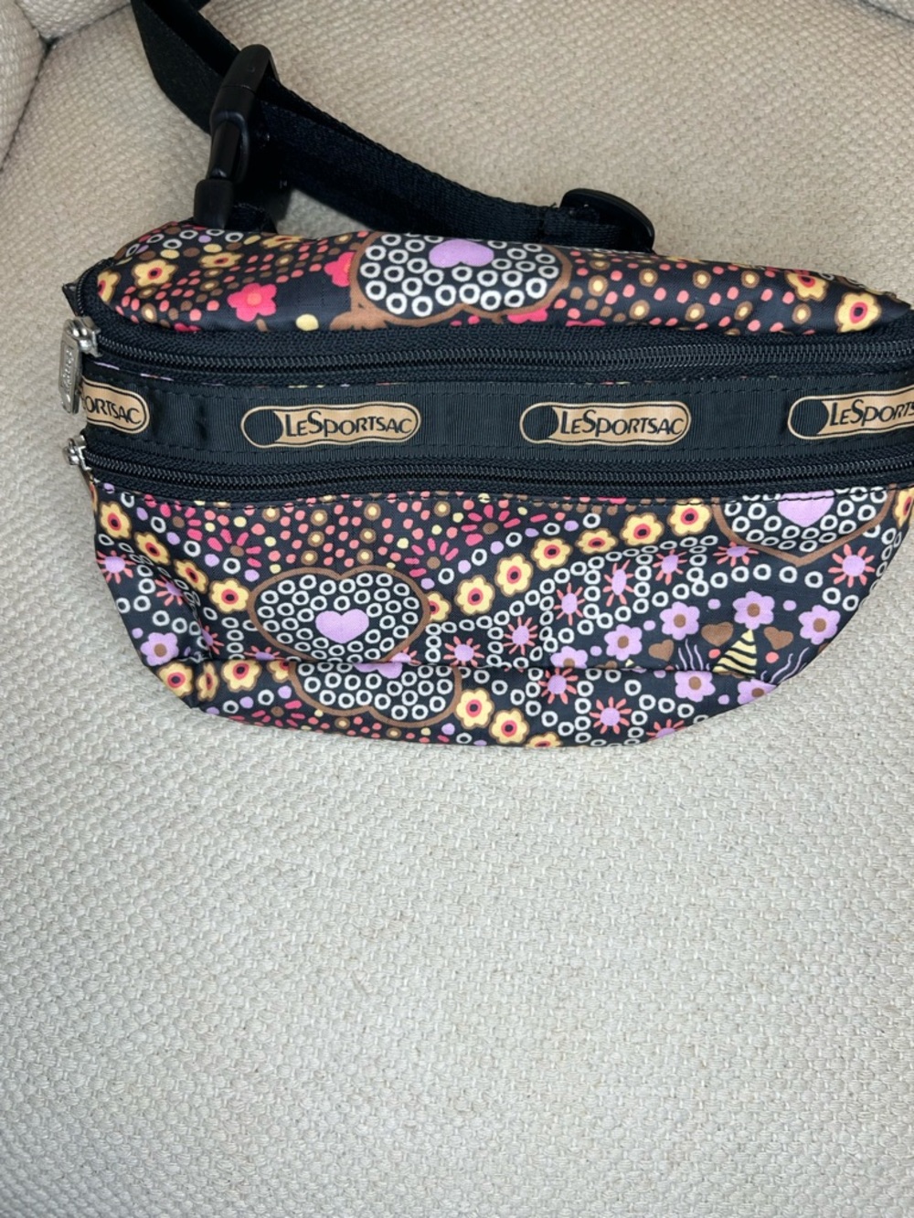 LeSportsac Black Floral Print Fanny pack